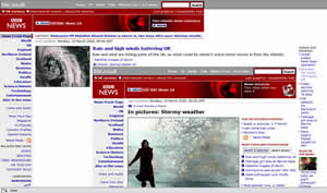 screenshot of screwed up BBC news front page